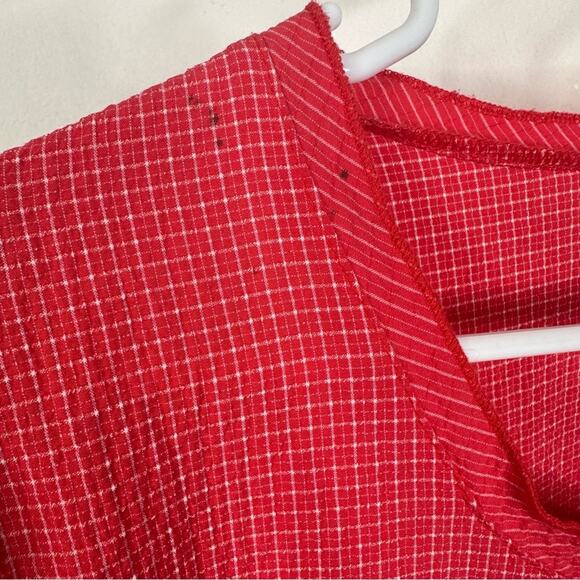 Habitat Size Small Red White Seersucker Toggle Button Front Long Sleeve Shirt - Picture 8 of 10